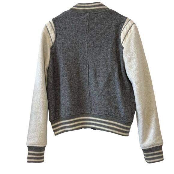 Abercrombie & Fitch Varsity Letterman Jacket XS Gray Cream Wool Blend - Picture 3 of 5